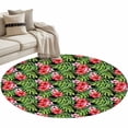 thumbnail image 1 of Tropical Flower Round Rug 3.3ft Area Rug Washable Soft Non-Slip 3.3' Circle Low Pile Rugs Green Palm Leaves Pastoral Plant Summer Carpet for Bedroom Living Room Entryway Home Office Dining Room, 1 of 8