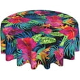 thumbnail image 1 of Tropical Flower Round Tablecloth 60 Inch Washable Reusable Decoration Table Cover for Kitchen Party, 1 of 1