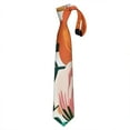 thumbnail image 1 of Tropical Flower Tie & Polyester Tie Option: Leaves Design Necktie, Stylish for Summer Events, 1 of 6