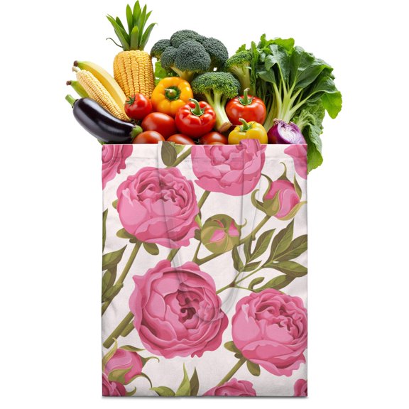 Tropical Flower and Leaves Canvas Tote – Bright and Colorful Eco-Friendly Bag