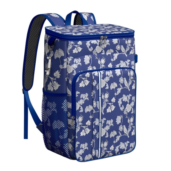 Tropical Flower and Leaves Insulated Cooler Bag - Lightweight & Durable, 20L Capacity for Beach, Camping, and Travel
