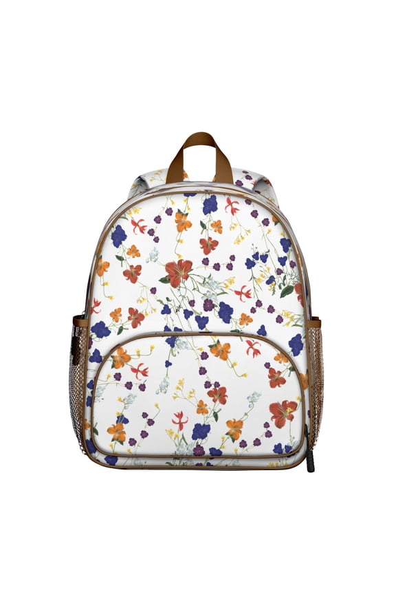Tropical Flower and Leaves Students Backpack - Vintage Floral and Skull Design with Comfortable Dual Shoulder Support, Lightweight School Bag