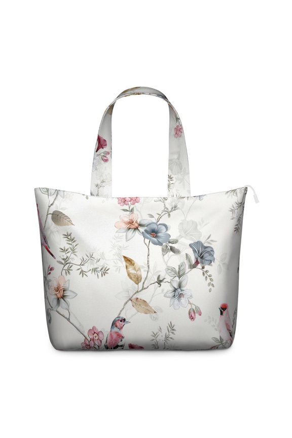 Tropical Flower and Leaves Weekender Bag, Large Capacity Carry-On Tote with Secure Zipper Closure for Women