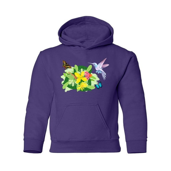 Tropical Flowers And Animals Hoodie Juniors -SPIdeals Designs, Medium