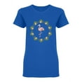 thumbnail image 1 of Tropical Flowers And Flamingo Shaped T-Shirt Women -Image by Shutterstock, Female Large, 1 of 2