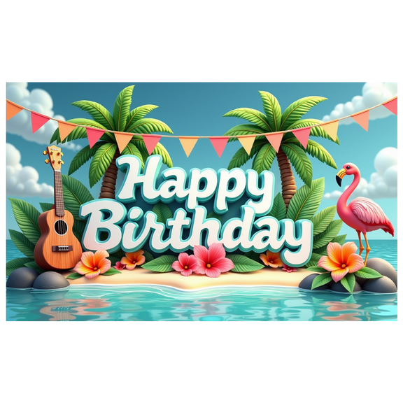 Tropical Flowers Birthday Party Hawaiian Banner Colorful Foliage Flamingo Decoration for Beach Celebration Summer Event Outdoor Party