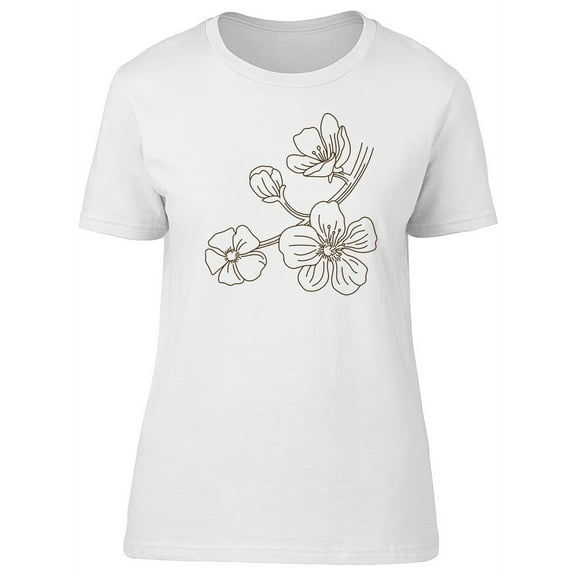 Tropical Flowers Branch Sketch T-Shirt Women -Image by Shutterstock, Female Medium