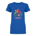 thumbnail image 1 of Tropical Flowers Flamingo Design Shaped T-Shirt Women -Image by Shutterstock, Female Small, 1 of 2