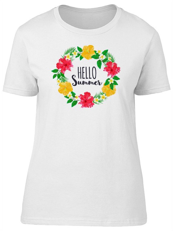 Tropical Flowers Hello Summer Tee Women's -Image by Shutterstock
