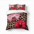 thumbnail image 1 of Tropical Flowers Leopard Print Background Bedding Set 3 Pcs Soft Microfiber Quilt Cover For Bedroom Decor, Comforter Cover With 2 Pillowcase, 1 of 5