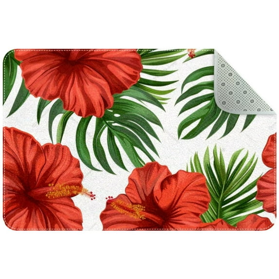 Tropical Flowers Nature Blossom Flowers Entryway Rug, 2x3 Area Rug Indoor Door Mat Non-slip Washable Floor Carpet Rug for Bedroom Office Dining Room Bathroom