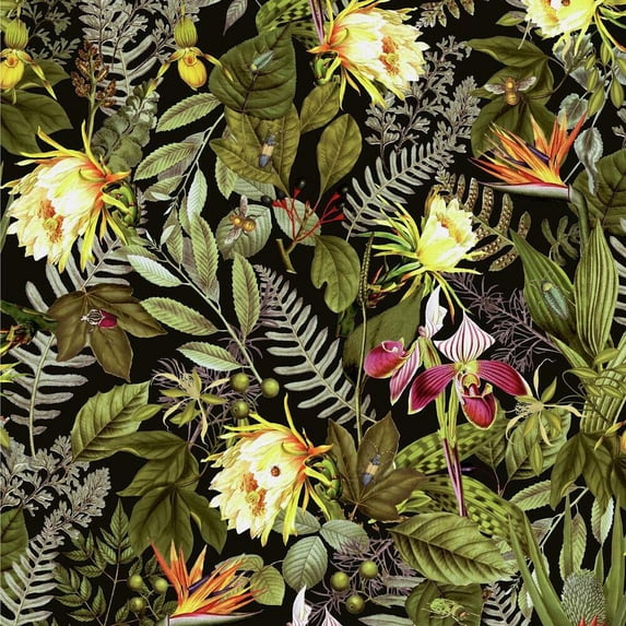 Tropical Flowers Peel and Stick Wallpaper