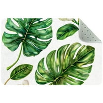 Tropical Flowers Plant Palm Leaves Monstera Leaf Entryway Rug, 2x3 Area Rug Indoor Door Mat Non-slip Washable Floor Carpet Rug for Bedroom Office Dining Room Bathroom
