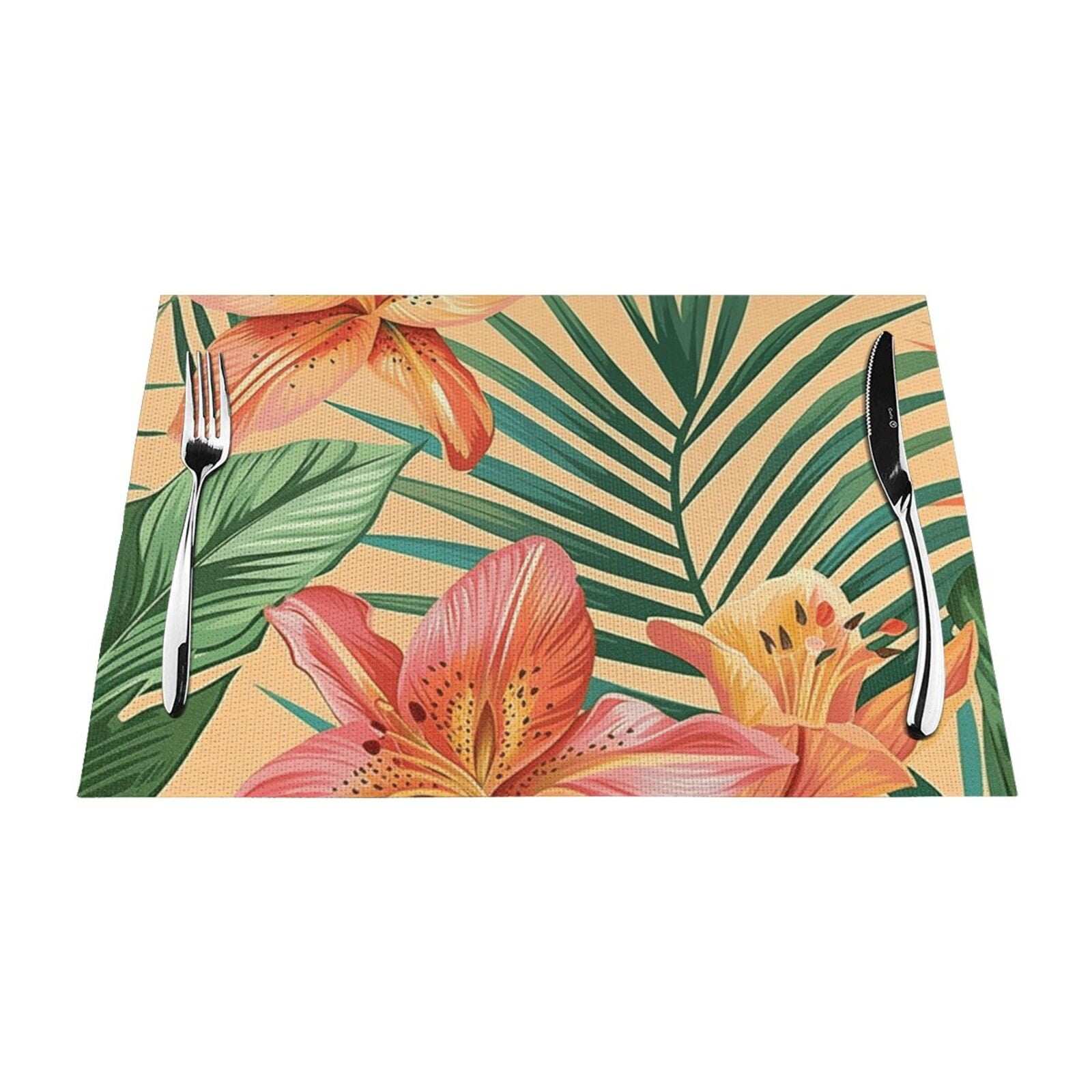 Tropical Flowers mat, heatresistant dining table mat, washable PVC