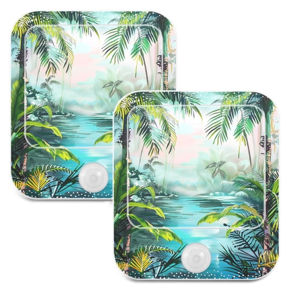 Tropical Forest 2 Pack LED Motion Sensor Night Light Plug into Wall Auto Dusk to Dawn Adjustable Brightness for Kids Bedroom Hallway Nursery Room