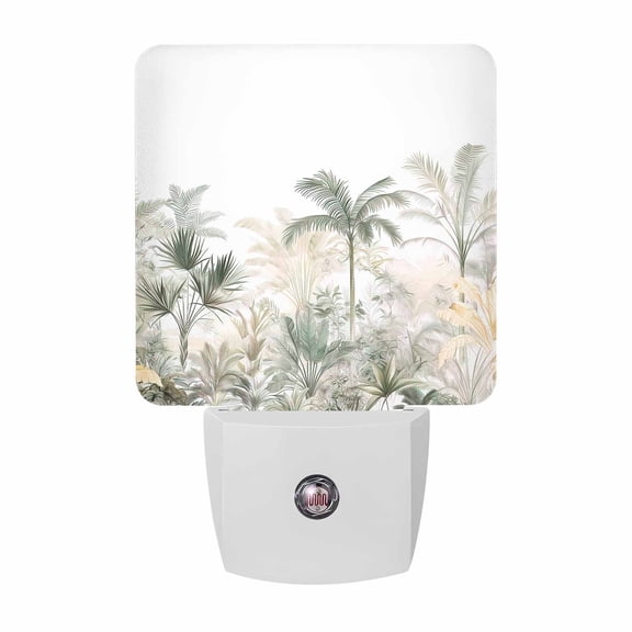 Tropical Forest Plug-in LED Night Lights Monstera Palm Tree Auto Dusk-to-Dawn Sensor for Bedroom, Bathroom, Kitchen, Nursery, Hallway, Stairs, Wall Home Decor