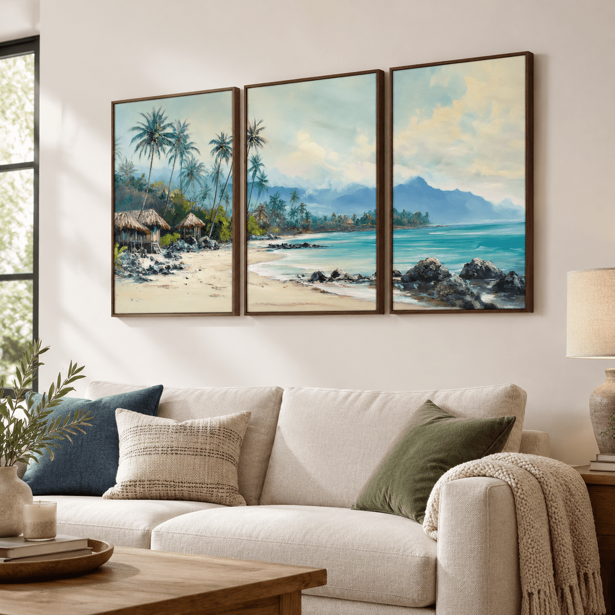 Palm Trees Rappers Tropical Framed Canvas Wall Art Beach Landscapeers Decor Island Palm ...