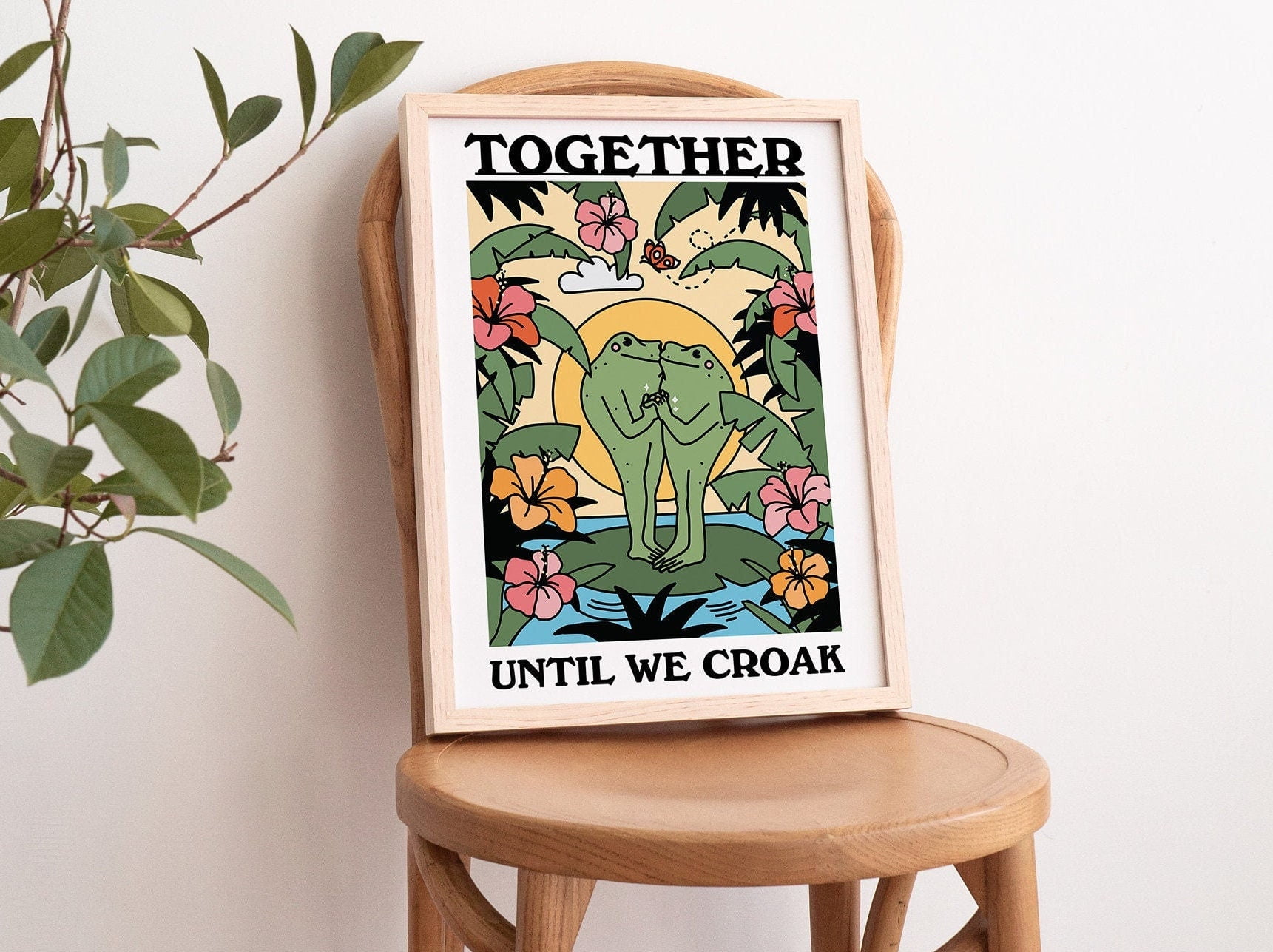 Tropical Frog Wall Print, Colorful botanical Poster, together until we ...