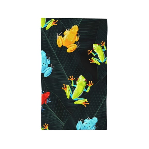 Tropical Frogs Palm Leaf 27.5" x 16" Ultra Soft Hand Towel, Face Wash Cloth for Bathroom, Gym, Travel, Pool