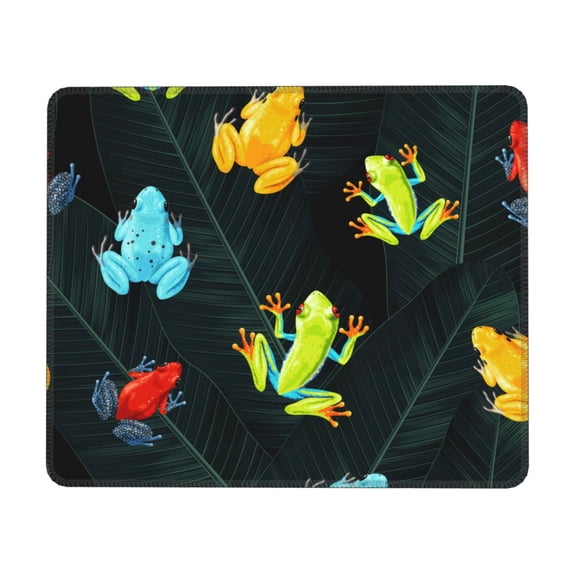 Tropical Frogs Palm Leaf Mouse Pad Non-Slip Rubber Gaming Mousepad Rectangle for Computers Laptop 10 x 12 inch