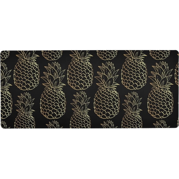 Tropical Fruit Gold Pineapple Black Large Gaming Mouse Pad Big Mousepad Mice Keyboard Mat with Non-Slip Rubber Base for Computer Laptop Home & Office, 35.4 X 15.7 inch