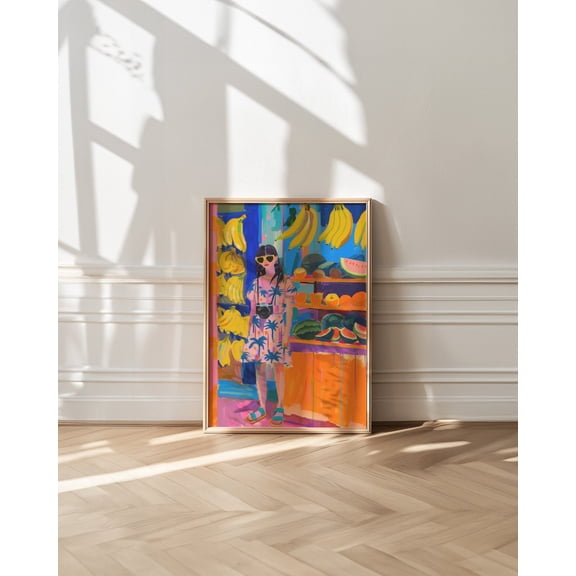 Tropical Fruit Market Poster with Colorful Danish Pastel Style Unframed Paper Print