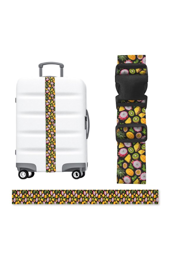 Tropical Fruit Medley Pattern Adjustable Luggage Strap, 2-Inch Wide Heavy-Duty Suitcase Belt, Buckle Travel Bag Securing Band
