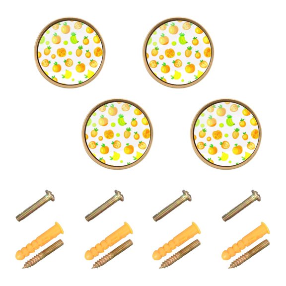 Tropical Fruit Pattern Cabinet Furniture Knobs Drawer Metal Pulls 1.26in Acrylic Zinc Alloy Dual Screw Set