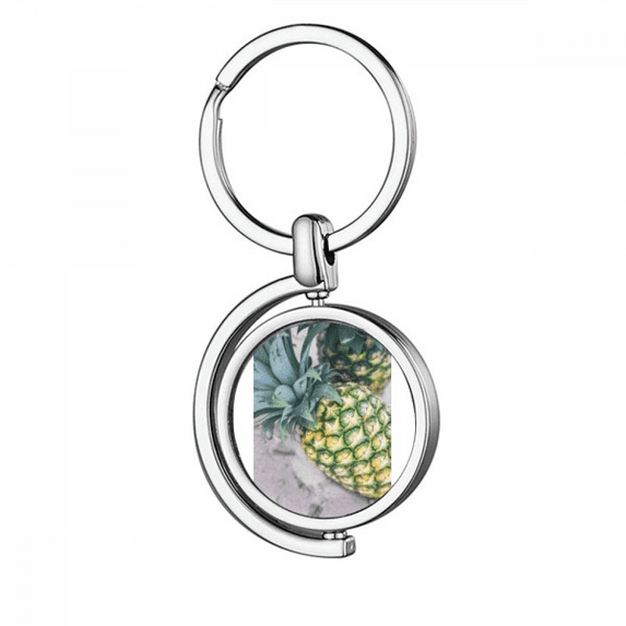 Tropical Fruit Photogrph PineFruit Picture Rotating Keychain Metal Keyring Holder