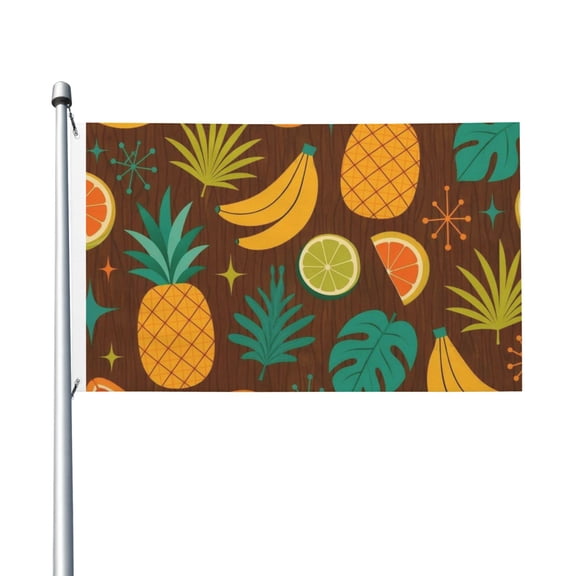 Tropical Fruit & Pineapple Tiki Style Flag 3X5 Ft Garden Yard House Flags Banner Sign Outdoor Indoor Party Home Garden Decoration