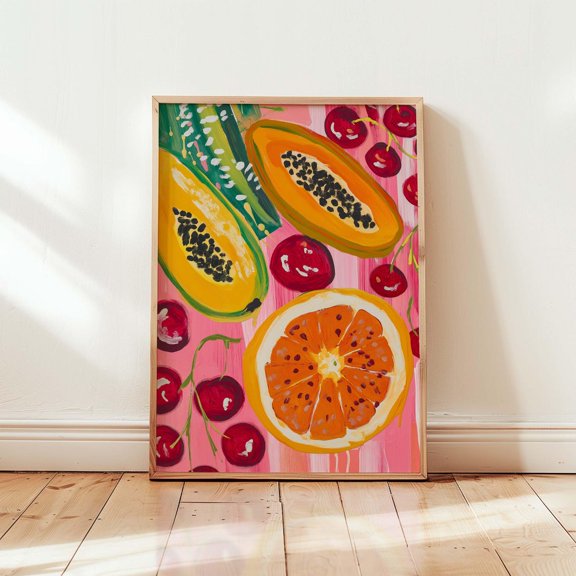 Tropical Fruit Print, Unframed Paper Poster 8x10in