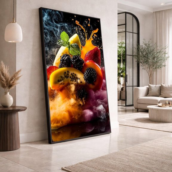 Tropical Fruit Splash Art, Unframed Paper Poster 8x10in