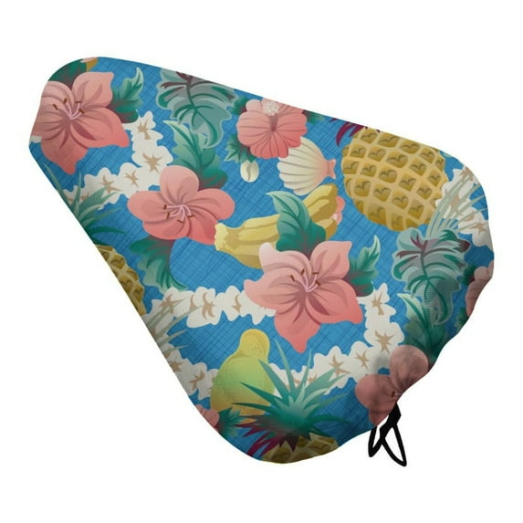 Tropical Fruits And Flowers Bike Seat Cover Waterproof and Dustproof Adjustable Soft Saddle Cushion Covers