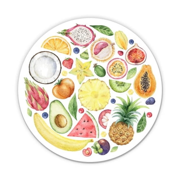 Tropical Fruits Healthy Eating - 3" Vinyl Sticker - For Car Laptop Water Bottle Phone - Waterproof Decal