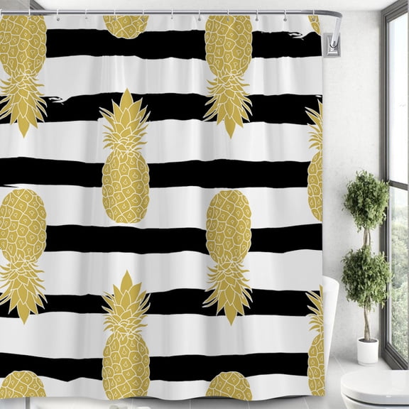 Tropical Fruits Pineapple Shower Curtain Yellow Blue Green Creative Design Simple Home Bathroom Decor Curtains Polyester Fabric