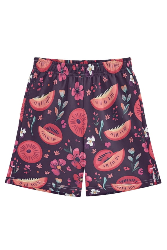 Tropical Fruits and Blooms Athletic Shorts Breathable with Comfort Fit Drawstring Casual Sweatshorts Small