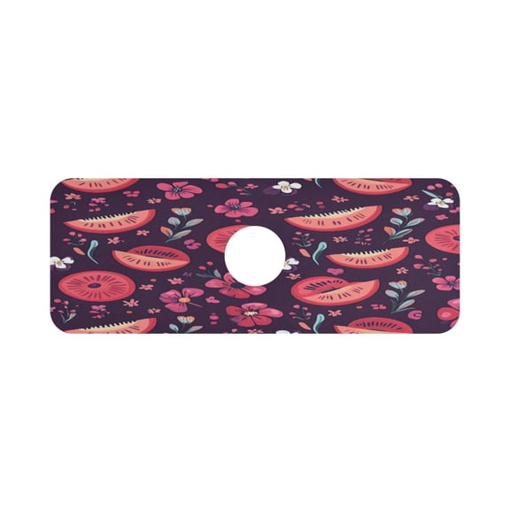 Tropical Fruits and Blooms Single Compact Faucet Drying Pad 14.7x5.4in Absorbent Mat for Small Sinks, Vanity Countertops