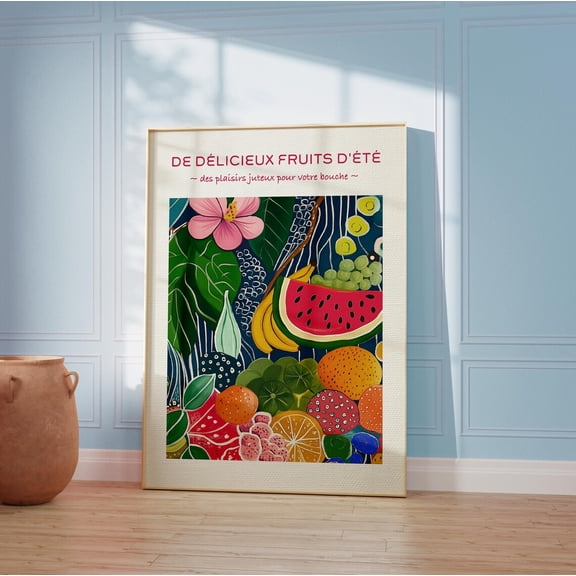 Tropical Fruits and Flowers Kitchen Dining Wall Art 4, Unframed Paper Poster 8x10in