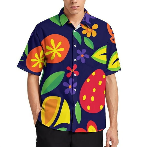 Tropical Fruits with Exotic Flavors Men's Shirt Short Sleeves Printed Button Down Summer Shirts