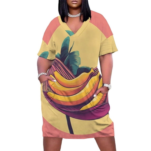 Tropical Fruits with Exotic Flavors Women's Summer Short Sleeve Casual Dresses Party Dress
