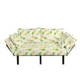 thumbnail image 1 of Tropical Futon Couch, Herringbone Stripes with Dots Background Summer Fruits Arrangement, Daybed with Metal Frame Upholstered Sofa for Living Dorm, Loveseat, Fern Green and Orange, by Ambesonne, 1 of 4