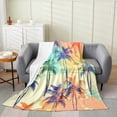 thumbnail image 1 of Tropical Fuzzy Blanket Queen 90x90,Watercolor Palm Tree Leaf Throw Blanket for Couch,Green Plant Tree Fleece Blanket,Jungle Botanical Flannel Blanket,Oil Plainting Style Sherpa Blanket, 1 of 5