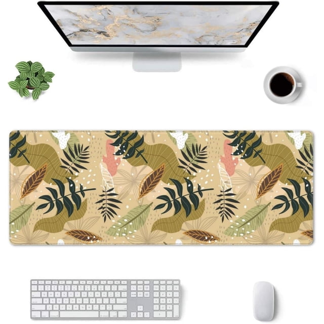 Tropical Gaming Mouse Pad Large Mouse Pad (31.5x11.8 Inch) Non-Slip Rubber Base Large Desk Mat Desk Protector for Home Office Gaming Work