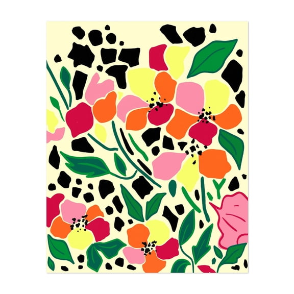 Tropical Garden Dots - India Illustration Floral Modern Art Pop Art Pattern Flowers Abstract Unframed Wall Art Print 6 x 8 inches