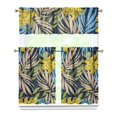 thumbnail image 1 of Tropical Garden Kitchen Curtains Set 27.5x36in Polyester Valance and Tier Panels, Hawaiian Leaves and Flower Window Curtains for Island or Vacation Kitchen Use, 1 of 5