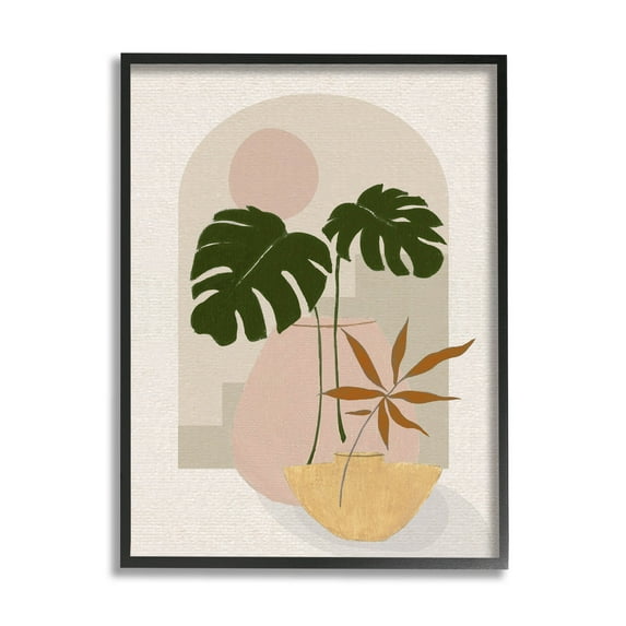 Tropical Geometric Plant Shapes Botanical & Floral Graphic Art Black Framed Art Print Wall Art