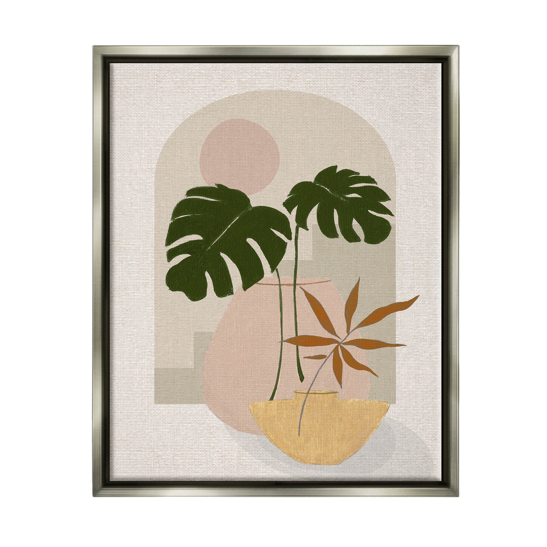 Tropical Geometric Plant Shapes Botanical & Floral Graphic Art Luster Gray Framed Art Print Wall Art