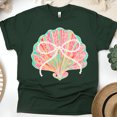 thumbnail image 1 of Tropical Glam Seashell T-Shirt for Women, Pearl String Beach Graphic Tee, Forest Green, Size 4XL, 1 of 6
