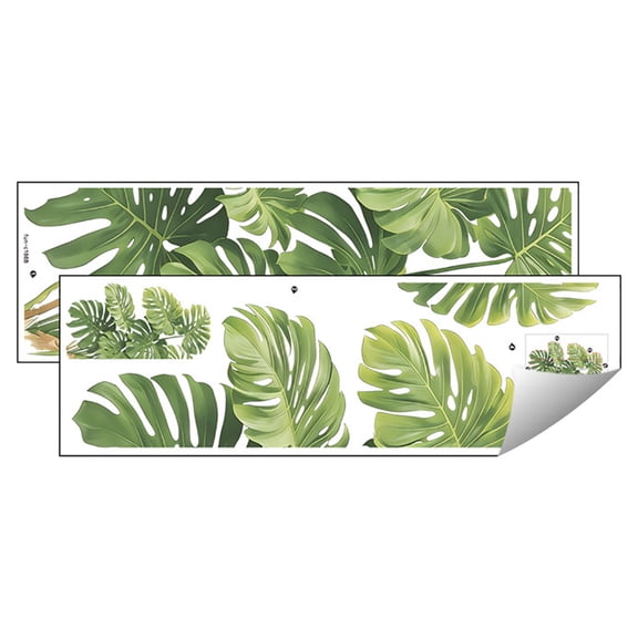 Tropical Green Leaves Bathroom Wall Stickers, Removable Leaf Decals for Home, Spa, Living Room, Kitchen, Nature-Themed Wall Decoration