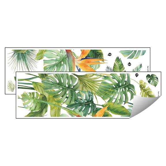 Tropical Green Leaves Bathroom Wall Stickers, Self-Adhesive Leaf Wall Decals for Home, Bathroom, Kitchen, Spa, Nature-Inspired Room Decor
